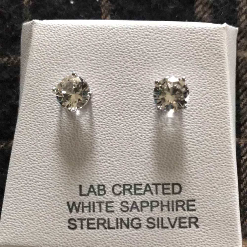 NWT White Sapphire/Sterling Silver Studs - Picture 6 of 7